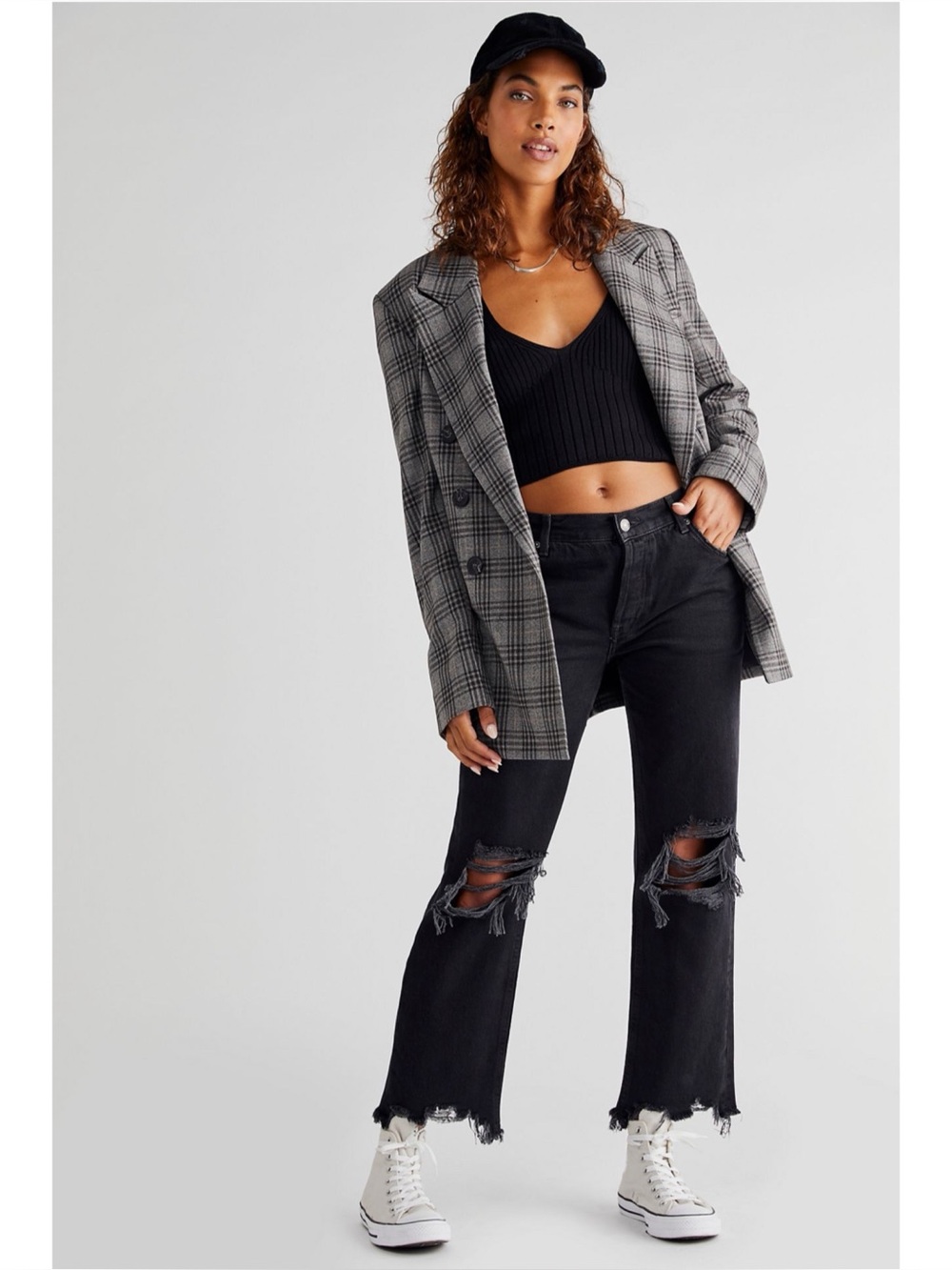 We The Free x Free People Maggie Mid-rise Straight Leg Jean in Washed Black